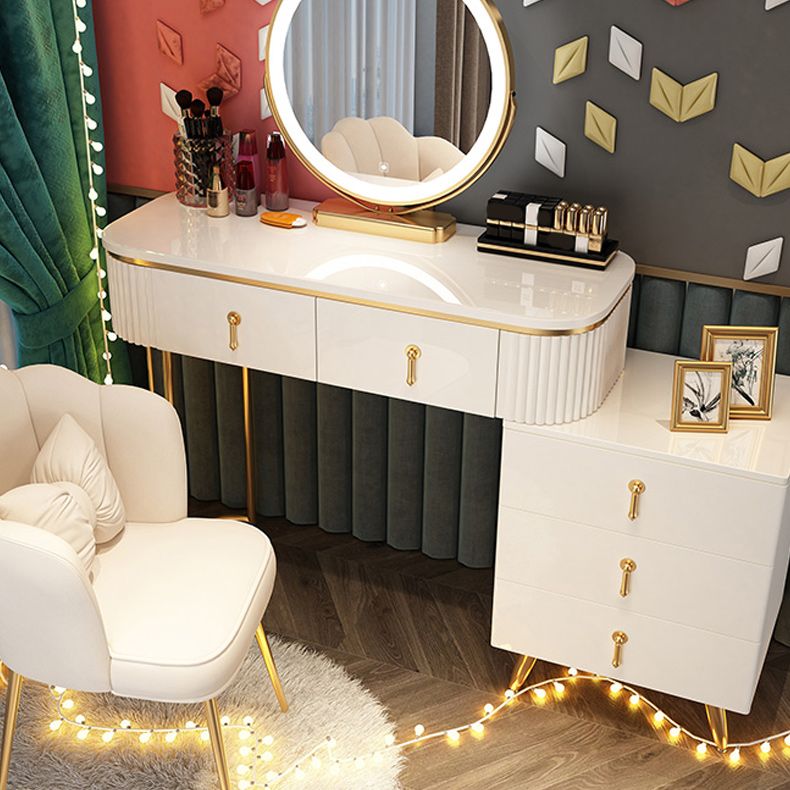 Contador de maquillaje de madera Mirador de tocador de espejo ajustable con cajón