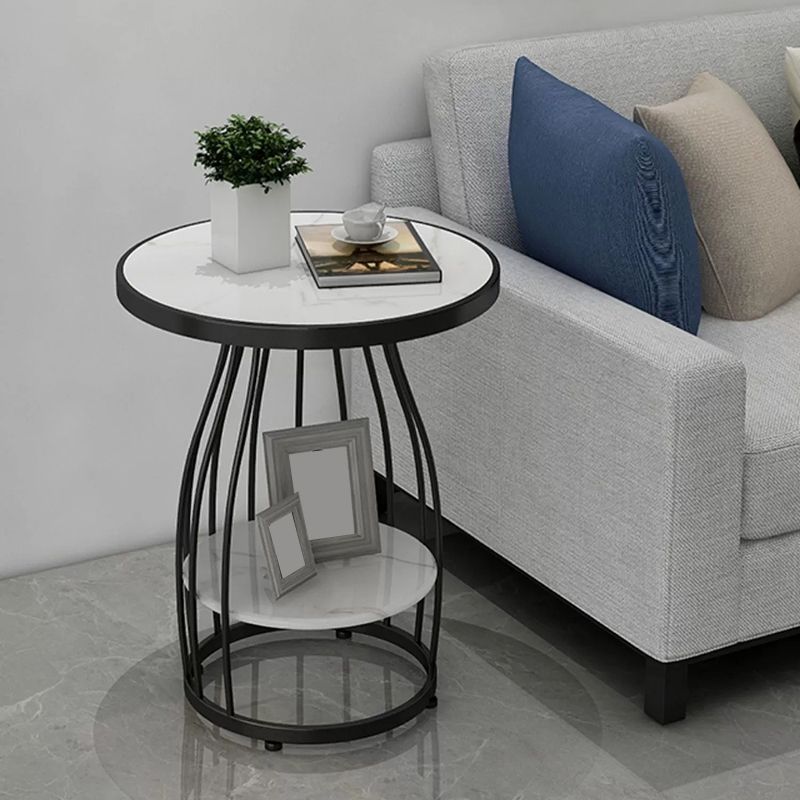 24.8 inch Tall Frame Metal Side Table with Shelf Glam Side End Table Clearhalo 'Coffee & Accent Tables' 'End & Side Tables' 'end_side_tables' 'furn' 'furn_end_side_tables' 'Furniture' 'Living Room Furniture' 1200x1200_90651835-77ae-4e0b-baf8-899549d0585c
