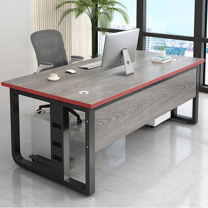 Madera de mesa de escritura de oficina rectangular con 2 patas en gris/marrón