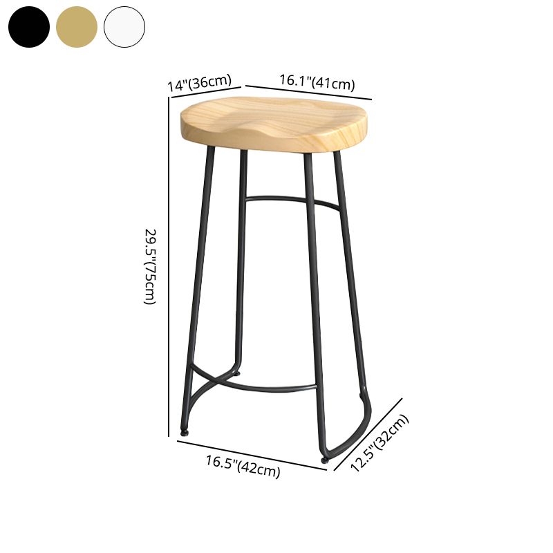 Contemporary Oval Counter Stools Armless Wood Indoor Bar Stool with Iron Base Clearhalo 'Bar Furniture' 'Bar Stools' 'bar_stools' 'furn' 'furn_bar_stools' 'furniture_bar_stools' 'Kitchen & Dining Furniture' 'kitchen&dining_furn' 'kitchen' 'kitchen_furn' Furniture' 1200x1200_90664959-b6f5-4570-96b6-3eaf88bc2c16