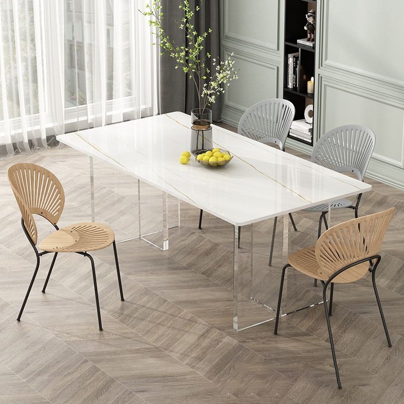 Contemporary Dinette Table Rectangle Stone Dining Table for Dining Room Clearhalo 'Dining Tables & Seating' 'Dining Tables' 'dining_table' 'furn' 'furn_dining_table' 'Furniture' 'Kitchen & Dining Furniture' 1200x1200_9066acf8-e058-403f-b6c9-29d5f1e3e8cd