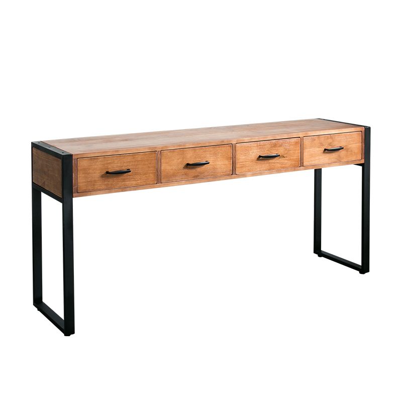 Modern Rectangular Console Table Metal Console Sofa Table in Brown Clearhalo 'Console Tables' 'console_tables' 'Entry & Mudroom Furniture' 'furn' 'furn_console_tables' 'Furniture' 1200x1200_906897f4-b8ff-4996-9af0-af12de168e2b