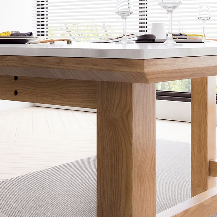 White Stone Top Table Set with Wooden Frame 1/2/5 Pieces Modern Dinette Set Clearhalo 'Dining Room Sets' 'Dining Tables & Seating' 'dining_room_set' 'furn' 'furn_dining_room_set' 'Furniture' 'Kitchen & Dining Furniture' 1200x1200_9069a8ee-673f-49ab-9937-05afbd673ae3