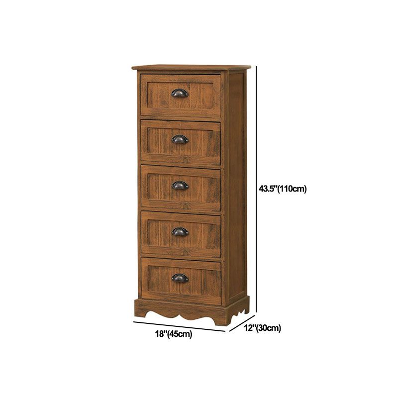 12" W Vintage Vertical Storage Chest Bedroom Solid Wood Lingerie Chest with Drawers