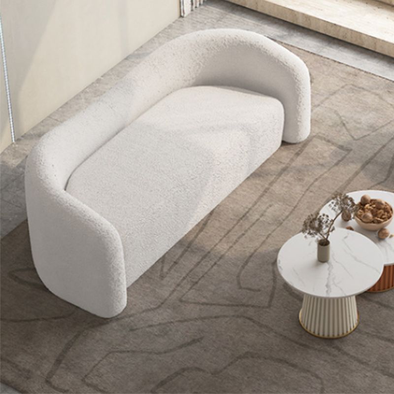 Curved Wool Sofa White Contemporary Sloped Armed Sofa - 33.46" D Clearhalo 'furn' 'furn_sofas' 'Furniture' 'Living Room Furniture' 'Sofa' 'sofas' 1200x1200_906acb1a-0c53-4c05-81ed-28eae5920694