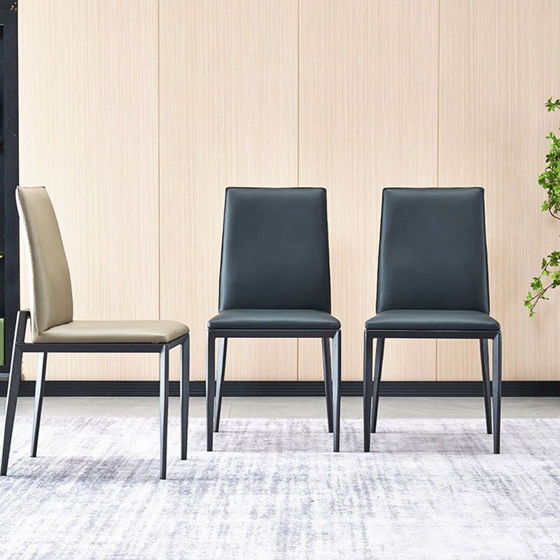Chaise de salle à manger de cuisine en métal contemporain chaise latéral en faux cuir