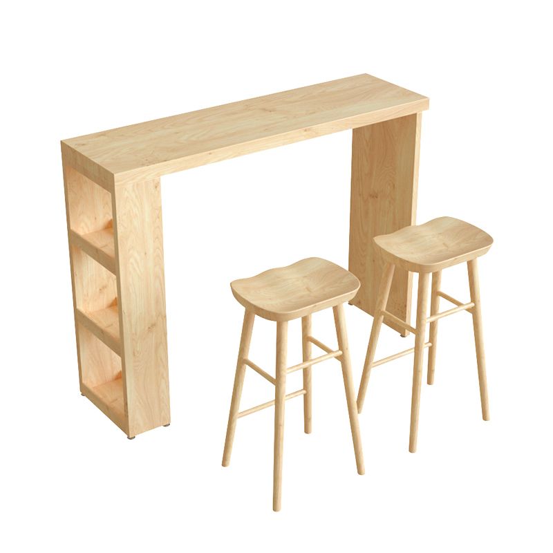 Ensemble de table de bar rectangulaire Glam, 1/3 pièces, table de bar et tabourets en bois massif naturel