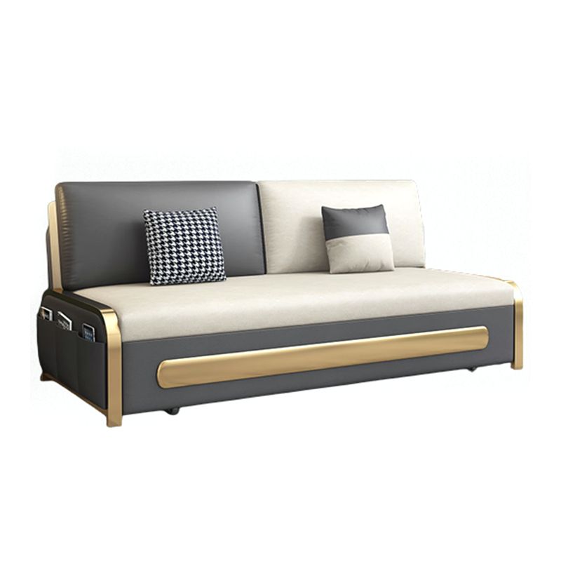 Faux leather Sofa Bed Glam Armless Sleeper Sofa with Upholstered Clearhalo 'furn' 'furn_futons' 'Furniture' 'Futons & Daybeds' 'Futons' 'Living Room Furniture' 1200x1200_906bf444-4a00-46f2-aafd-4a5ab1bfafa5
