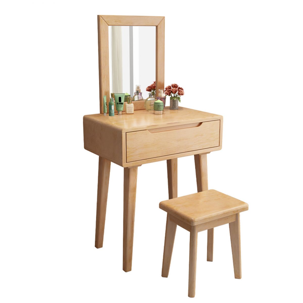 Tavolo da trucco in legno massiccio contemporaneo sgabello da vanità con cassetti