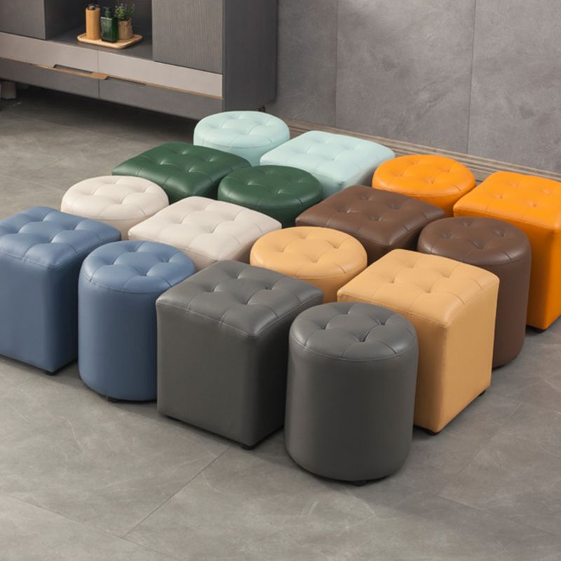 Modern Round Ottoman Solid Color Genuine Leather Tufted Pouf Ottoman Clearhalo 'furn' 'furn_ottomans_poufs' 'Furniture' 'Living Room Furniture' 'Ottomans & Poufs' 'ottomans_poufs' 1200x1200_906e88db-f7a5-4eab-9be1-a2d3eb82712c