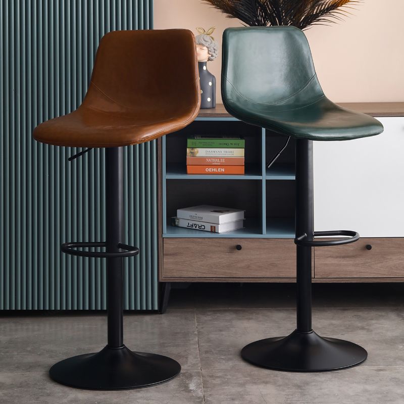 Adjustable Swivel Modern Bar Stool PU Upholstery Footrest Backrest Indoor Stool Clearhalo 'Bar Furniture' 'Bar Stools' 'bar_stools' 'furn' 'furn_bar_stools' 'furniture_bar_stools' 'Kitchen & Dining Furniture' 'kitchen&dining_furn' 'kitchen' 'kitchen_furn' Furniture' 1200x1200_907057ae-f0dc-4f60-80e1-d8e718fc4226