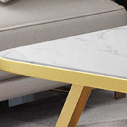 Tavolino in stile glam con base di cavalletto e top in marmo nel rettangolo