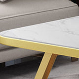 Tavolino in stile glam con base di cavalletto e top in marmo nel rettangolo