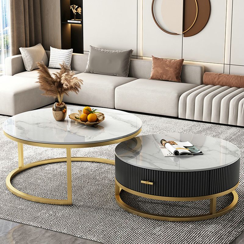 Slate Top Coffee Table Set Frame Cocktail Table with Drawers Clearhalo 'Coffee & Accent Tables' 'Coffee Tables' 'coffee_tables' 'furn' 'furn_coffee_tables' 'Furniture' 'Living Room Furniture' 1200x1200_9072bb10-c924-4e63-995d-4b465f06a14e