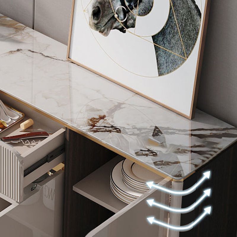 Glam Style Credenza Stone Buffet Credenza with Cabinets and Drawers Clearhalo 'buffet_sideboard' 'Buffets & Sideboards' 'furn' 'furn_buffet_sideboard' 'Furniture' 'Kitchen & Dining Furniture' 1200x1200_9072eff4-4e0e-4233-a03b-1fa329313b81