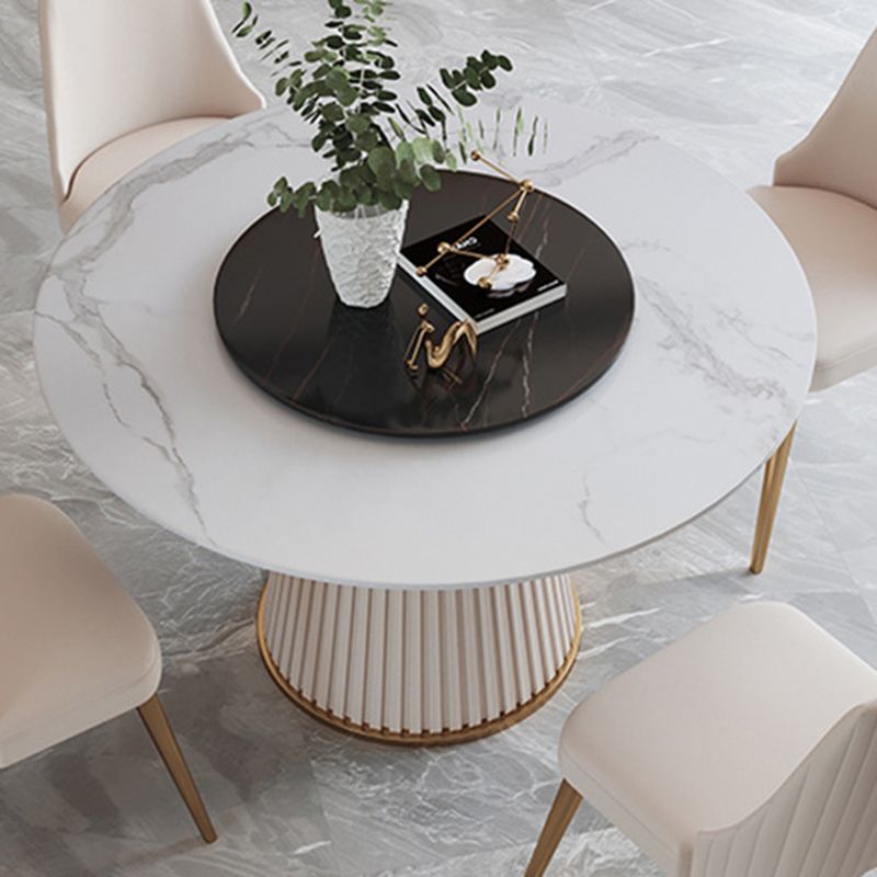 Contemporary Dining Round Table Sintered Stone Table with Metal Legs for Home Clearhalo 'Dining Tables & Seating' 'Dining Tables' 'dining_table' 'furn' 'furn_dining_table' 'Furniture' 'Kitchen & Dining Furniture' 1200x1200_90732cb4-7c8e-42ae-a68c-b3cab1751be6
