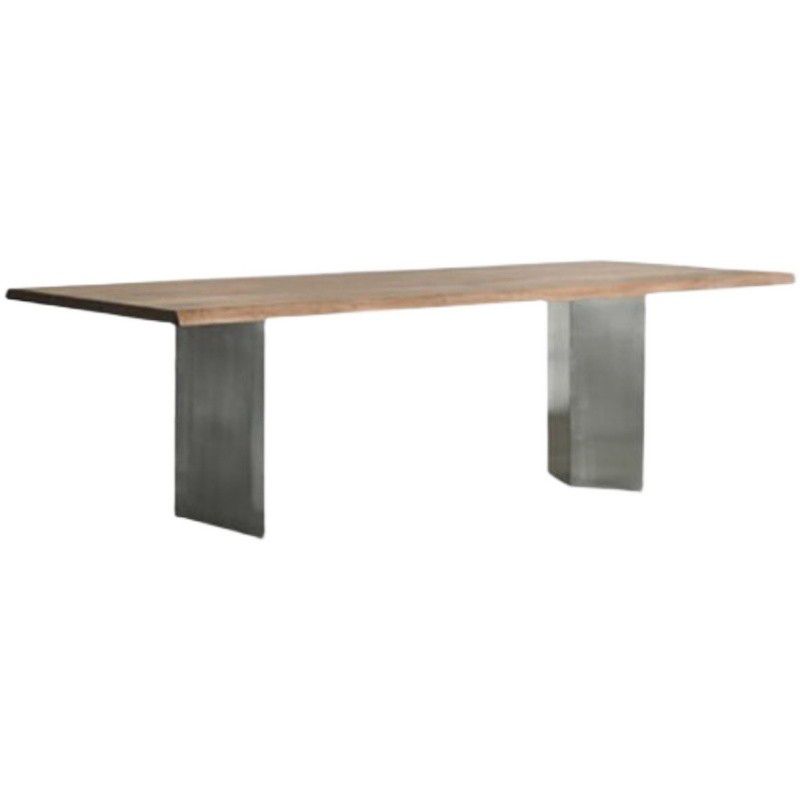 Industrial Pine Wood Table for Restaurant Rectangle Dining Table with Metal Double Pedestal Clearhalo ' dining_table' 'Dining Tables & Seating' 'Dining Tables' 'furn' 'furn_dining_table' 'Furniture' 'furniture_dining_table' 'Kitchen & Dining Furniture' 'kitchen&dining_furn' 'kitchen' 'kitchen_dining_table' 1200x1200_9073ebea-70fa-43bd-9504-29cb8ee7e924
