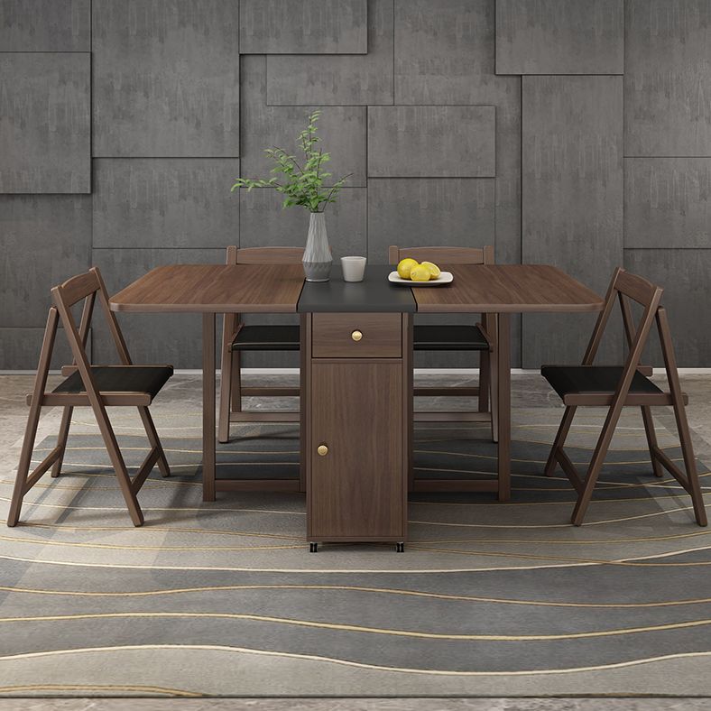 Mid-Century Modern Rectangle Dining Table Drop-Leaf Table with Solid Wood Base,59"L x 29.1"H Clearhalo ' dining_table' 'Dining Tables & Seating' 'Dining Tables' 'furn' 'furn_dining_table' 'Furniture' 'furniture_dining_table' 'Kitchen & Dining Furniture' 'kitchen&dining_furn' 'kitchen' 'kitchen_dining_table' 1200x1200_907608ce-af99-4265-85eb-c097037bb28c