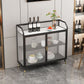 Sideboard moderna con server da pranzo in metallo a 2 porte di vetro con 4 gambe