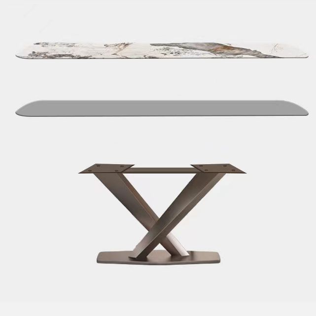 Stainless Steel Traditional Luxury Table Sintered Stone Table with Pedestal base Clearhalo ' dining_table' 'Dining Tables & Seating' 'Dining Tables' 'furn' 'furn_dining_table' 'Furniture' 'furniture_dining_table' 'Kitchen & Dining Furniture' 'kitchen&dining_furn' 'kitchen' 'kitchen_dining_table' 1200x1200_9077a51a-9f49-437a-9988-e7f0ec749606