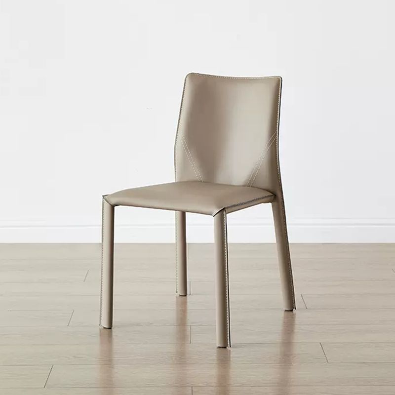 Nordic Style Side Chair Faux Leather Kitchen Dining Chair with Metal Frame (Set of 2)