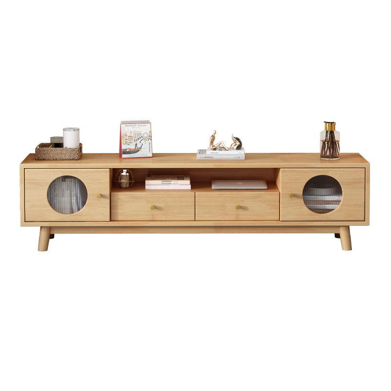 17.72"H TV Stand Contemporary Style Solid Wood TV Console with 2 Drawers Clearhalo 'furn' 'furn_tv_stands_entertainment_centers' 'Furniture' 'Living Room Furniture' 'TV Stands & Entertainment Centers' 'TV Stands & Media Storage Furniture' 'tv_stands_entertainment_centers' 1200x1200_907abdb3-a59d-4d5a-8d70-5d55804fa825
