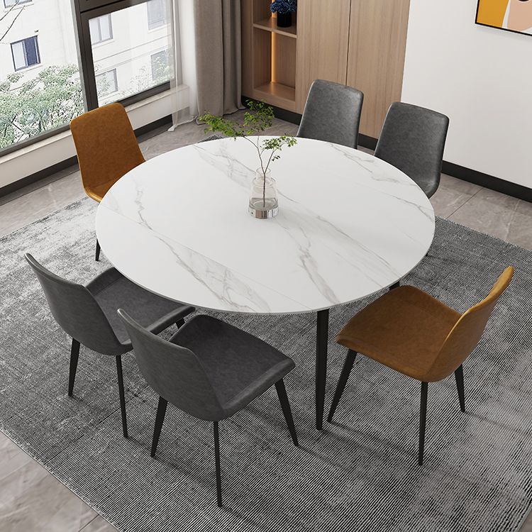 Foldable Sintered Stone Top Dining Table Round Table with Metal Base and 4 Legs Clearhalo ' dining_table' 'Dining Tables & Seating' 'Dining Tables' 'furn' 'furn_dining_table' 'Furniture' 'furniture_dining_table' 'Kitchen & Dining Furniture' 'kitchen&dining_furn' 'kitchen' 'kitchen_dining_table' 1200x1200_907b3b0e-daac-471c-824b-de5e70d7ae47