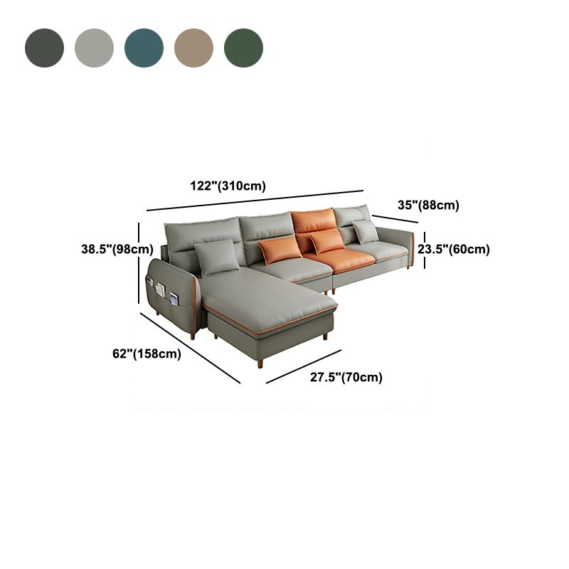 Modern Faux Leather Sectioanl with Pillow Back and Storage for Living Room