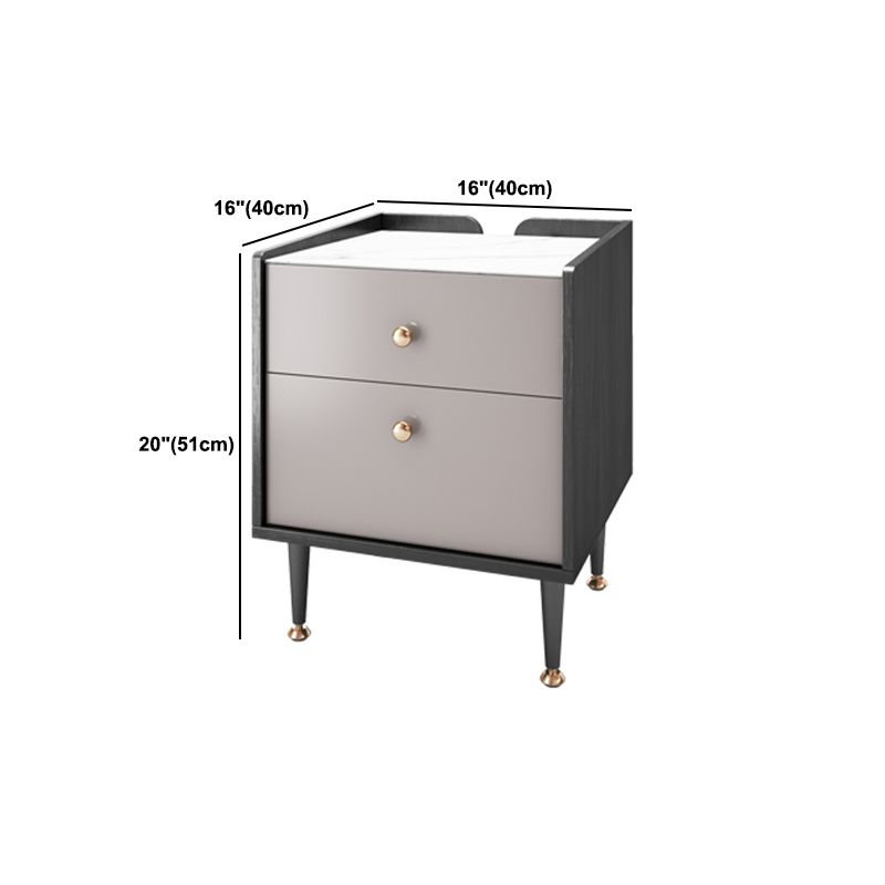 モダンな21インチhナイトスタンド2ドローストーントップレッグが灰色のナイトテーブルを含む