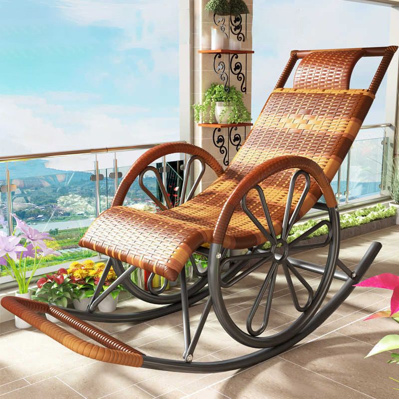 Midden-eeuwse moderne rattan schommelstoel metalen schommelstoel voor woonkamer