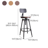 Industrial Armless Rotatable Counter Stool Iron Bar Stool with Pedal for Cafe