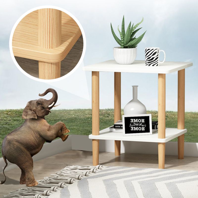 Modern Wood End Slide Table Double Tier Corner Table with Storage