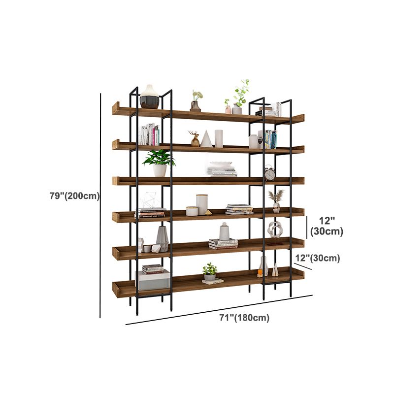 Metal Bookcase Industrial Book Shelf with Wood Rectangular Shelves Clearhalo 'Bookcases' 'furn' 'furn_bookcases' 'Furniture' 'furniture_bookcases' 'kitchen' 'kitchen_bookcases' 'Living Room Furniture' 'Office Furniture' 1200x1200_9081e132-85de-4dae-a5bd-da9966b2f197