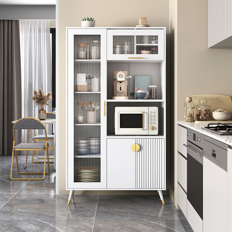 Ultra Modern Dining Hutch Glass Doors Faux Wood Storage Cabinet for Dining Room Clearhalo 'Display & China Cabinets' 'display_china_cabinets' 'furn' 'furn_display_china_cabinets' 'Furniture' 'Kitchen & Dining Furniture' 1200x1200_9082be32-216f-4a67-8989-78c4cd2014c3