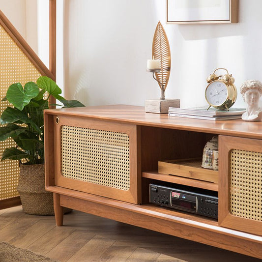 Console televisiva scandinava per i media televisivi in ​​legno massiccio per soggiorno