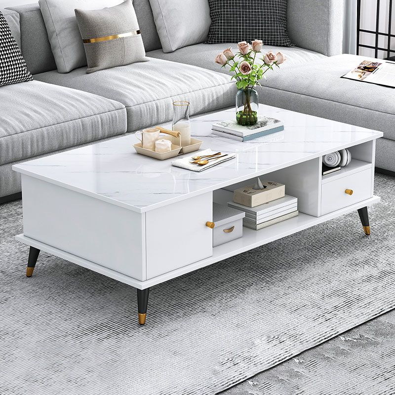 Rectangle White and Grey Modern Coffee Table with Four Legs for Living Room Clearhalo 'Coffee & Accent Tables' 'Coffee Tables' 'coffee_tables' 'furn' 'furn_coffee_tables' 'Furniture' 'furniture_coffee_tables' 'Living Room Furniture' 1200x1200_9087f405-29c7-4af5-8671-b3bfe79a7e76