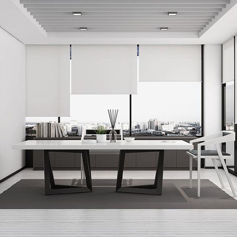 Rectangle Double Pedestal Luxury Style Dining Table Fixed Table with Solid Wood Clearhalo ' dining_table' 'Dining Tables & Seating' 'Dining Tables' 'furn' 'furn_dining_table' 'Furniture' 'furniture_dining_table' 'Kitchen & Dining Furniture' 'kitchen&dining_furn' 'kitchen' 'kitchen_dining_table' 1200x1200_90883c00-3e25-47cf-bfc3-585f2df3c7d1