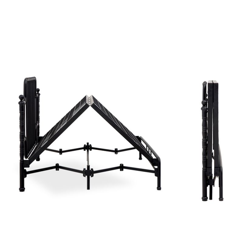 Letto a frame aperto nero/nero da 50 "letto in metallo alto con testiera