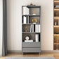 11" Wide Contemporary Shelf Open Wooden Bookcase with Drawer
