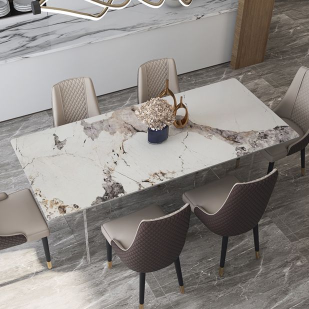 Mesa de comedor de piedra sinterizada moderna mesa de doble pedestal con base acrílica para el hogar