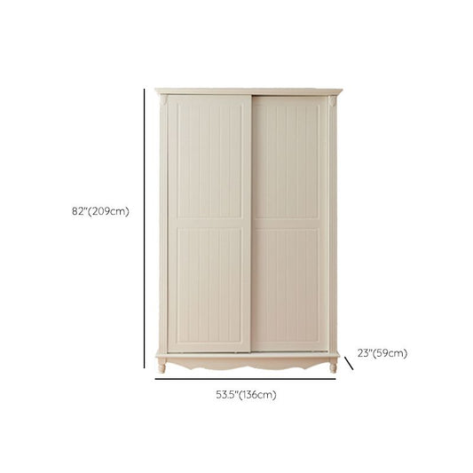 Wooden Wardrobe Cabinet White Wardrobe Closet with Garment Rod