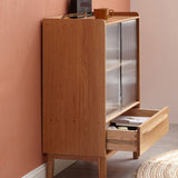 Glass Paned 1 - Drawer Solid Wood Accent Cabinet for Living Room Clearhalo 'Cabinets & Chests' 'cabinets_chests' 'furn' 'furn_cabinets_chests' 'Furniture' 'Living Room Furniture' 1200x1200_908ddac3-0342-4abe-a992-410f19203baf