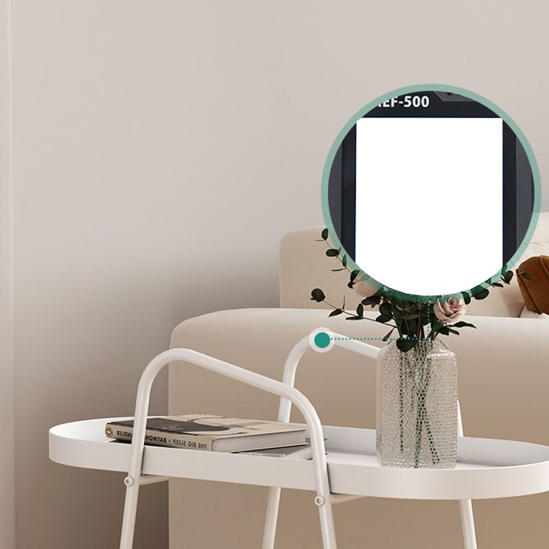 Tray Top Double Tier End Table Oval End Slide Table with Storage