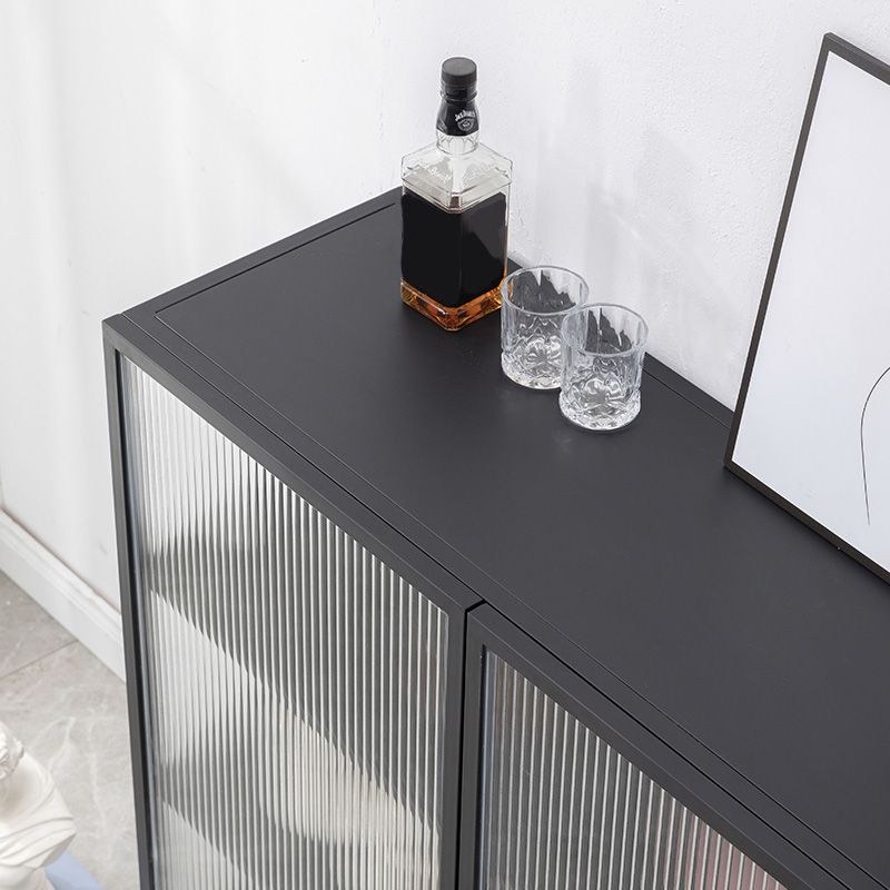 Rectangle Metal Storage Sideboard Contemporary Side Board with Glass Door Clearhalo 'buffet_sideboard' 'Buffets & Sideboards' 'furn' 'furn_buffet_sideboard' 'Furniture' 'Kitchen & Dining Furniture' 1200x1200_908e95c9-849e-4b49-9c85-4dc257d900d7
