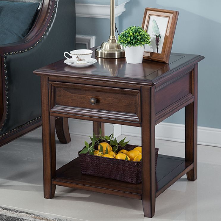 Farmhouse Brown Wood End Table, 2-Tier Side Table with Storage Clearhalo 'Coffee & Accent Tables' 'End & Side Tables' 'end_side_table' 'end_side_tables' 'furn' 'furn_end_side_tables' 'Furniture' 'furniture_end_side_table' 'Living Room Furniture' 1200x1200_908f4cf9-322e-4647-b183-93ab2b9590ea
