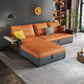 Faux Leather Futon Sectionals with Storage and  Slipcovered for Living Room
