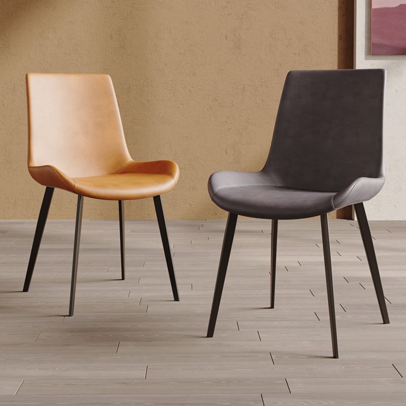 Faux Leather Upholstered Dining Chairs Modern Armless Home Side Chair