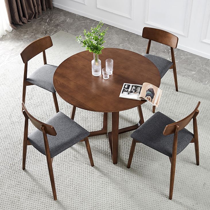 Round Solid Ashwood Brown Table Simplicity Double Pedestal Table for Dining Room Clearhalo ' dining_table' 'Dining Tables & Seating' 'Dining Tables' 'furn' 'furn_dining_table' 'Furniture' 'furniture_dining_table' 'Kitchen & Dining Furniture' 'kitchen&dining_furn' 'kitchen' 'kitchen_dining_table' 1200x1200_9092291d-5520-47d9-a1ca-888954939c89