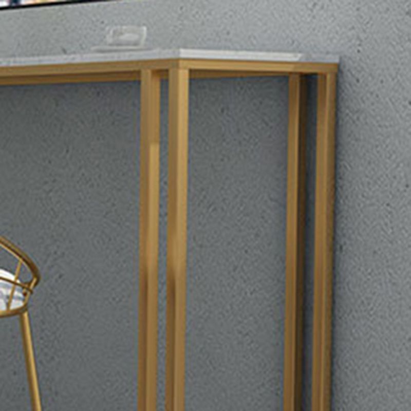 Rectangle Grey Solid Wood Bar Table Trestle Base Dining Table for Kitchen Living Room