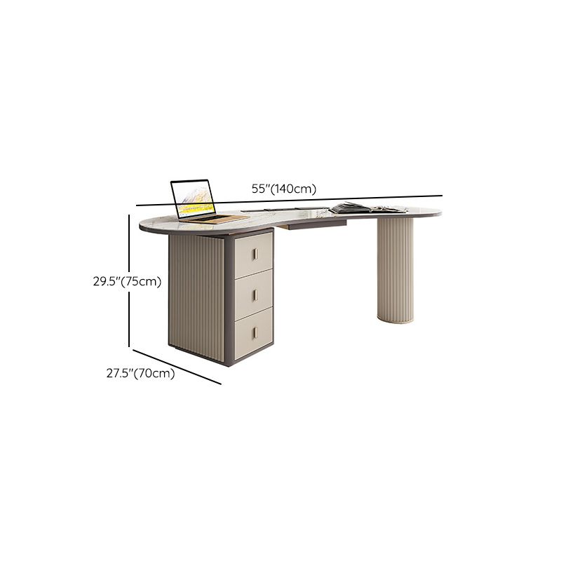 Glam Executive Desk Pedestal 3-drawer Cable Management Office Desk Clearhalo 'furn' 'furn_office_desk' 'Furniture' 'Office Desks' 'Office Furniture' 'office_desk' 1200x1200_9092821e-578f-4931-a45e-c815d50dd048